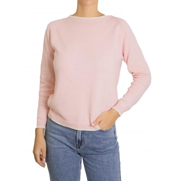 Maglioncino con bordi con contrasto di colore in cotone 